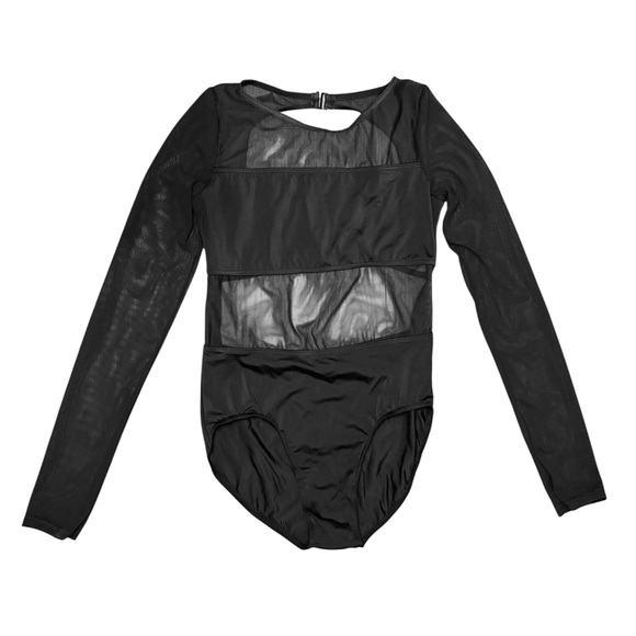 Balera Performance | Long Sleeve Backless Mesh Insert Leotard Black, Size SA - Picture 3 of 5